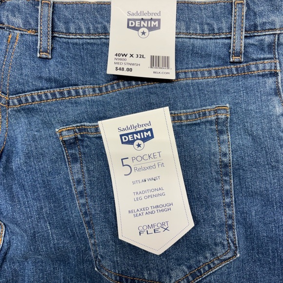 Saddlebred Men’s Relaxed Fit Jeans 40x32 Comfort Flex Medium Wash NWT - Picture 3 of 6